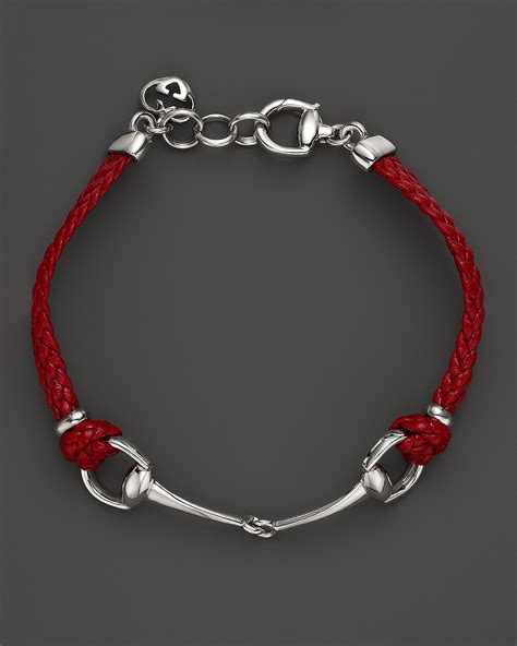 gucci red leather bracelet with horsebit|silver gucci bangle.